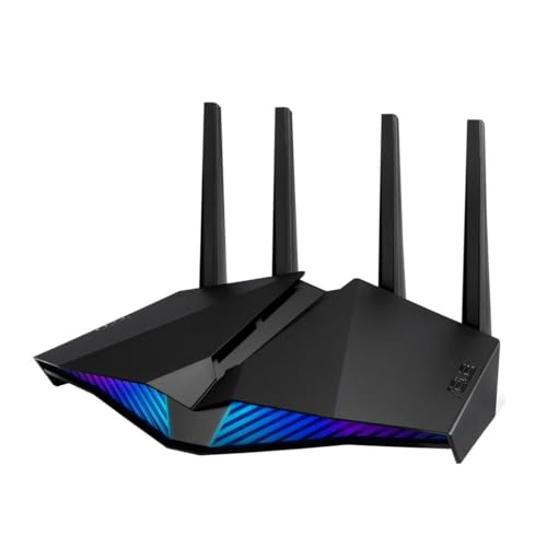 ASUS RT-AX82U 5400 Dual Band + Wi-Fi 6 Gaming-Router, PS5-kompatibel, bis zu 600 m² und über 30 Geräte, mobiler Spielmodus, ASUS AURA RGB, lebenslange kostenlose Internetsicherheit, Mesh-WLAN-Unterstützung, Gaming-Port von Asus