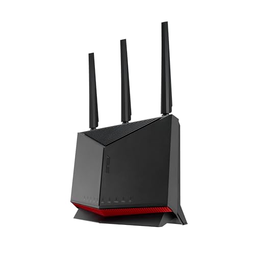 ASUS RT-BE86U WiFi 7 BE6800 Dual Band Gigabit Router (unterstützt 4096-QAM, Multi-Link-Betrieb (MLO), 10G-Port, abonnementfreie Netzwerksicherheit und umfassende VPN-Funktionen) von ASUS
