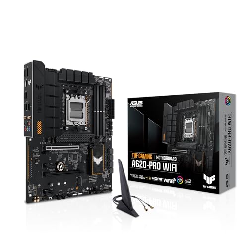 ASUS TUF GAMING A620M-PRO WIFI Mainboard Sockel AMD A620 (Ryzen 7000, ATX, DDR5 Speicher, PCIe 4.0, Wi-Fi 6, USB 3.2 Gen 2, Aura Sync) von ASUS