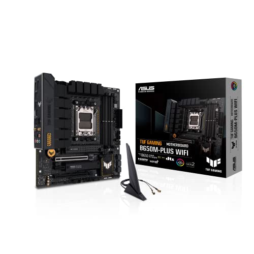 ASUS TUF GAMING B650M-PLUS WIFI Mainboard Sockel AMD AM5 (Ryzen 7000, micro-ATX, PCIe 5.0, DDR5-Speicher, 14 Power Stages, USB 3.2 Gen 2x2 Typ-C, WiFi6, Aura Sync) von ASUS
