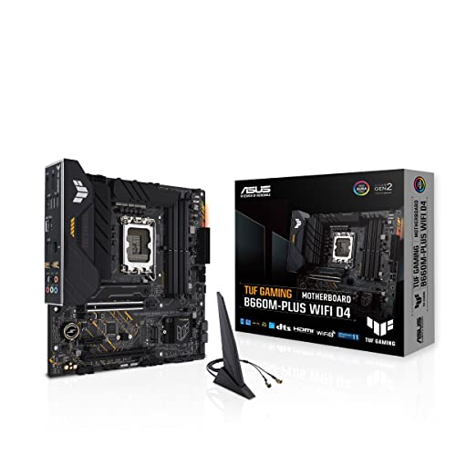 ASUS TUF GAMING B660M-PLUS WIFI D4 Mainboard Sockel Intel LGA 1700 (Intel B660, mATX, DDR4 Speicher, PCIe 5.0, 2x PCIe 4.0, WiFi 6, Aura Sync) von ASUS