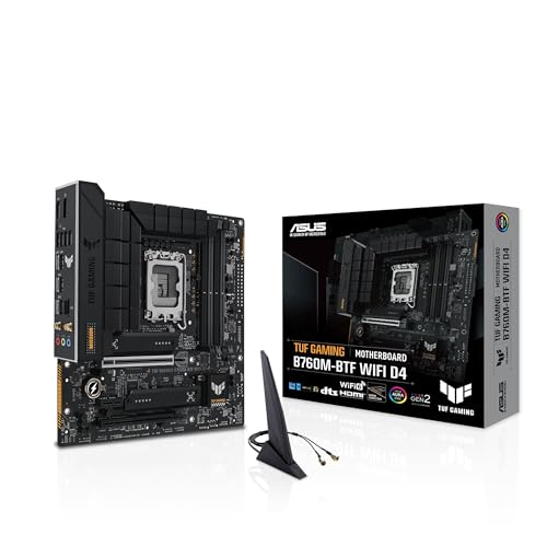 ASUS TUF GAMING B760M-BTF WIFI D4 Mainboard Sockel Intel LGA 1700 (Intel B760, mATX, DDR4 Speicher, PCIe 5.0, 2x M.2, WiFi 6, Thunderbolt 4, Aura Sync) von ASUS