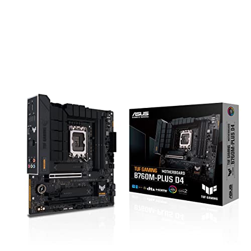 ASUS TUF GAMING B760M-PLUS D4 Mainboard Sockel Intel LGA 1700 (Intel B760, mATX, DDR4 Speicher, PCIe 5.0, 2x M.2, Thunderbolt 4, Aura Sync) von ASUS