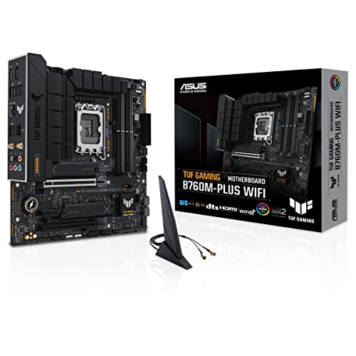 ASUS TUF GAMING B760M-PLUS WIFI Mainboard Sockel Intel LGA 1700 (Intel B760, mATX, DDR5 Speicher, PCIe 5.0, 2x M.2, WiFi 6, Thunderbolt 4, Aura Sync) von ASUS