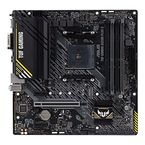 ASUS TUF Gaming A520M-PLUS II Micro-ATX-Gaming-Mainboard (AMD A520 Ryzen AM4 mit M.2 Unterstützung, USB 3.2 Gen.1, SATA 6 Gbit/s, Aura 2.Gen) Schwarz von ASUS