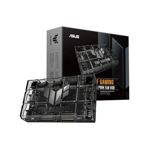 ASUS TUF Gaming ARGB PWM Lüfter Hub (6x Ports für PWM Gehäuselüfter und ARGB-Steuerung, 2x SATA-Stromanschlüsse, synchronisiert Kühlung und Lichteffekte, magnetische Befestigung, Stromanzeige) von ASUS
