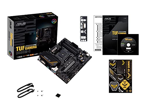 ASUS TUF Gaming B550M-E Gaming Mainboard Sockel AM4 (micro-ATX, Ryzen, PCIe 4.0, 2x M.2, 1Gbit/s Ethernet, SATA 6Gbit/s, USB 3.2 Gen 2 Typ-A/C, Aura Sync) von ASUS