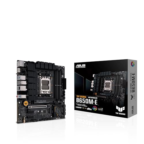 ASUS TUF Gaming B650M-E AMD mATX Mainboard 8+2 DrMOS DDR5, PCIe 5.0, 2 M.2 Steckplätze, Ethernet Realtek 2.5 GB, 2 DisplayPort, HDMI, USB Type-C, bidirektionale AI-Rauschunterdrückung und Aura Sync von ASUS