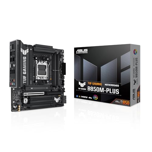 ASUS TUF Gaming B850M-PLUS Mainboard Sockel AMD AM5 (AMD B850, mATX, DDR5 Speicher, PCIe 5.0, 2X PCIe 4.0 M.2, Aura Sync) ASUS TUF Gaming B850M-PLUS Mainboard Sockel AMD AM5 (AMD B850, mATX, DDR5 Speicher, PCIe 5.0, 2X PCIe 4.0 M.2, Aura Sync) von ASUS