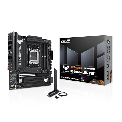 ASUS TUF Gaming B850M-PLUS WiFi Mainboard Sockel AMD AM5 (AMD B850, mATX, DDR5 Speicher, PCIe 5.0, 2X PCIe 4.0 M.2, WiFi 6E, Aura Sync) ASUS TUF Gaming B850M-PLUS WiFi Mainboard Sockel AMD AM5 (AMD B850, mATX, DDR5 Speicher, PCIe 5.0, 2X PCIe 4.0 M.2, WiFi 6E, Aura Sync) von ASUS