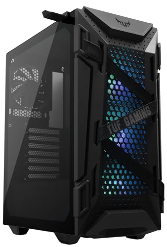 ASUS TUF Gaming GT301 kompaktes PC Gehäuse (Mid-Tower, Seitenwand aus Glas, 120mm Aura-RGB-Lüfter, Aura Sync, Kopfhörerhalterung) von ASUS