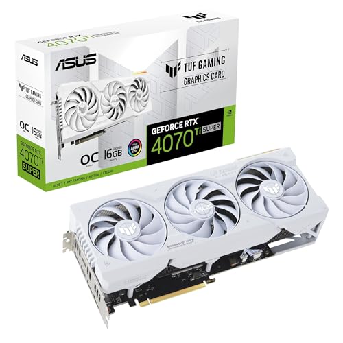 ASUS TUF Gaming GeForce RTX 4070 Ti SUPER 16GB GDDR6X White OC Edition Gaming Grafikkarte (NVIDIA DLSS 3, PCIe 4.0, 1x HDMI 2.1a, 3X DisplayPort 1.4a, TUF-RTX4070TIS-O16G-WHITE-GAMING, weiß) von ASUS