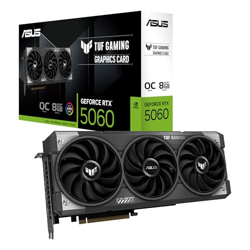 ASUS TUF Gaming GeForce RTX 5060 OC Edition 8GB GDDR7 Gaming Grafikkarte (Nvidia GeForce RTX5060 DLSS 4, 3,125-Slot Design, PCIe 5.0, 3X DisplayPort 2.1b, 1x HDMI 2.1b, TUF-RTX5060-O8G-GAMING) von ASUS