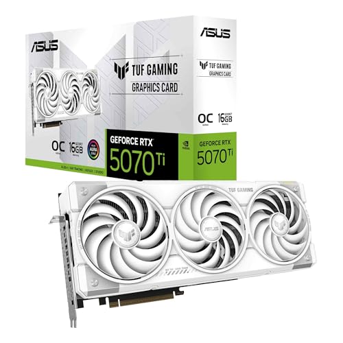 ASUS TUF Gaming GeForce RTX 5070 Ti 16GB GDDR7 White OC Edition Grafikkarte (NVIDIA DLSS 4, 2,5-Slot Design, SSF, PCIe 5.0, 3X DisplayPort 2.1b, 2X HDMI 2.1b, weiß, TUF-RTX5070TI-O16G-WHITE-GAMING) von ASUS