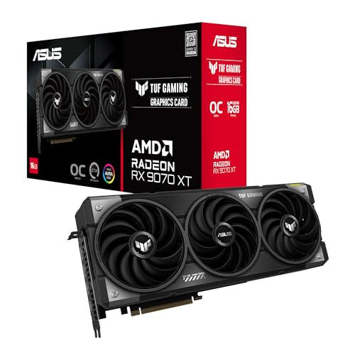 ASUS TUF Gaming Radeon RX 9070 XT OC Edition 16GB GDDR6 Grafikkarte (AMD Radeon Radeon RX9070XT, PCIe 5.0, 1x HDMI 2.1b, 3X DisplayPort 2.1a, 3.125-Slot-Design, TUF-RX9070XT-O16G-GAMING) von ASUS