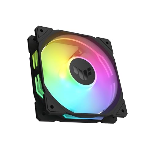 ASUS TUF Gaming TR120 ARGB Standard Blade Black Gehäuselüfter Single Pack (120mm PWM PC Lüfter, 2000 rpm, 3,3 mm H2O, 77,4 CFM Luftstrom, 16 einzeln adressierbare RGB-LEDs, schwarz) von ASUS