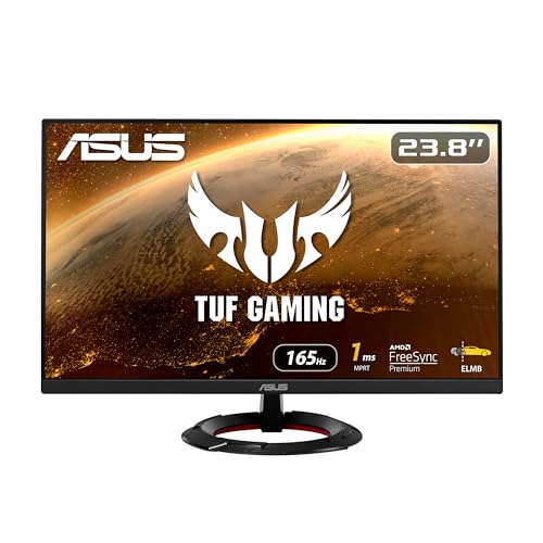 ASUS TUF Gaming VG249Q1R - 24 Zoll Full HD Monitor - 165 Hz, 1ms MPRT, FreeSync Premium - IPS Panel, 16:9, 1920x1080, DisplayPort, HDMI von ASUS