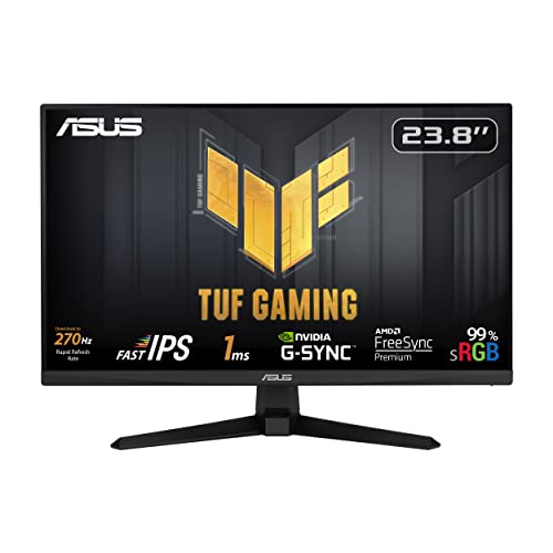 ASUS TUF Gaming VG249QM1A - 24 Zoll Full HD Monitor - 270 Hz, 1ms GtG, G-Sync kompatibel FreeSync Premium - Fast-IPS Panel, 16:9, 1920x1080, DisplayPort, HDMI, schwarz von ASUS