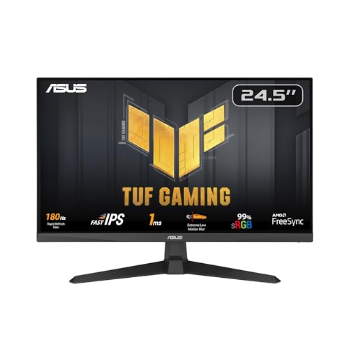 ASUS TUF Gaming VG259Q3A - 25 Zoll Full HD Monitor - 180 Hz, 1ms GtG, FreeSync, Adaptive Sync, ELMB, GameFast Input - Fast-IPS Panel, 16:9, 1920x1080, DisplayPort, HDMI, Speaker von ASUS