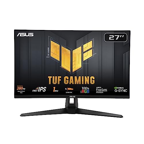 ASUS TUF Gaming VG279QM1A - 27 Zoll Full HD Monitor - 280 Hz, 1ms GtG, G-Sync, FreeSync, Adaptive , ELMB, GameFast Input , HDR10 - Fast-IPS Panel, 16:9, 1920x1080, USB-Hub, DP, HDMI, Speaker von ASUS