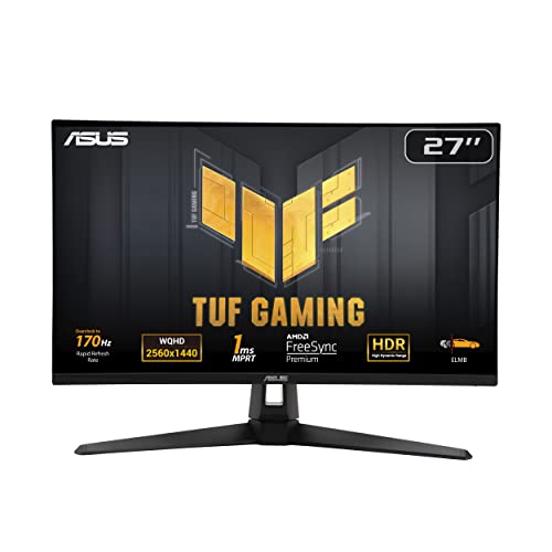 ASUS TUF Gaming VG27AQA1A - 27 Zoll WQHD Monitor - 170 Hz, 1ms MPRT, FreeSync Premium, HDR 10 - VA Panel, 16:9, 2560x1440, DisplayPort, HDMI, Speaker, Schwarz von ASUS