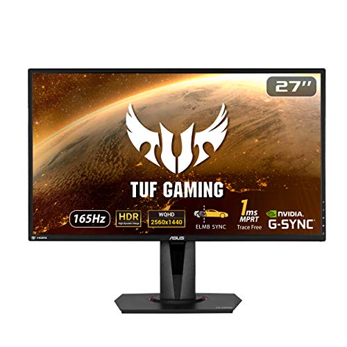 ASUS TUF Gaming VG27AQZ - 27 Zoll WQHD Monitor - 165 Hz, 1ms MPRT, G-Sync kompatibel, HDR 10 - IPS Panel, 16:9, 2560x1440, DisplayPort, HDMI, ergonomisch von ASUS