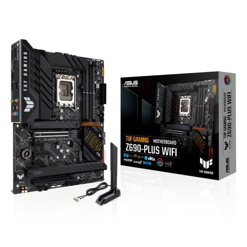 ASUS TUF Gaming Z690-PLUS WiFi Mainboard Sockel Intel LGA 1700 (Intel Z690, ATX, PCIe 5.0, DDR4, 4X M.2, SATA 6Gbit/s, Thunderbolt 4, Aura Sync, WiFi 6E und Intel 2,5 Gb Ethernet) von ASUS