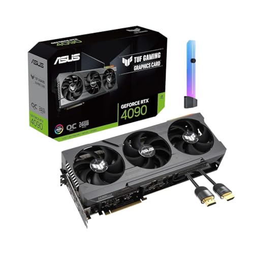 ASUS TUF RTX 4090 OC Grafikkarte (PCIe 4.0, 24GB 384Bit GDRR6X, HDMI 2.1a, DP 1.4a, ARGB), mit Anti-Aggrega-Halterung, SPS HDMI 2.1-Kabel von ASUS