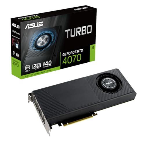 ASUS Turbo GeForce RTX 4070 12GB GDDR6X Gaming Grafikkarte (Nvidia GeForce RTX4070 DLSS 3, PCIe 4.0, 1x HDMI 2.1a, 3X DisplayPort 1.4a, TURBO-RTX4070-12G) von ASUS