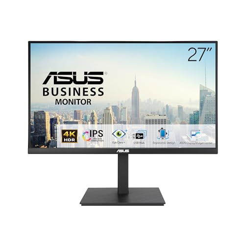 ASUS Business VA27UQSB - 27 Zoll 4K UHD Monitor - 16:9 IPS Panel, 3840x2160, 60 Hz, Rahmenlos, ergonomisch, HDR 10 - DisplayPort, HDMI, USB-Hub, Speaker von ASUS