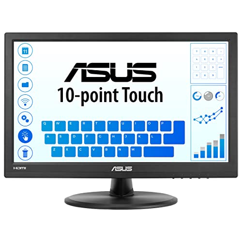 ASUS VT168HR - 15,6 Zoll HD Touch Monitor - 10 Punkt Multi-Touch, Flimmerfrei, Blaulichtfilter, 60 Hz, 16:9 TN Panel, 1366x768 - HDMI, D-Sub, Vesa 75x75 von ASUS