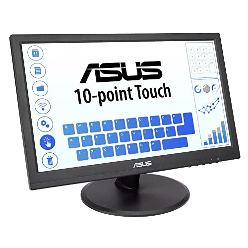 ASUS VT168HR - 15,6 Zoll HD Touch Monitor - 10 Punkt Multi-Touch, Flimmerfrei, Blaulichtfilter, 60 Hz, 16:9 TN Panel, 1366x768 - HDMI, D-Sub, Vesa 75x75 von ASUS
