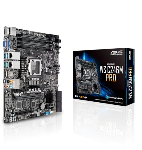 ASUS WS C246M PRO Workstation Mainboard (Micro-ATX, Intel Skylake / Skylake-Refresh Serie, LGA 1151-2, 4x DDR4 2666 MHz ECC, PCIe 3.0, SATA, M.2, NVME, SATA, Dual LAN) von ASUS