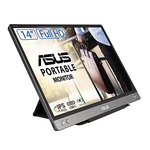 ASUS ZenScreen MB14AC - 14 Zoll tragbarer USB Monitor - Full HD 1920x1080, Hybrid Typ-C, Autorotation, leichtes Design, Smartcase, Stativ Sockel - IPS Panel, 16:9, entspiegelt von ASUS