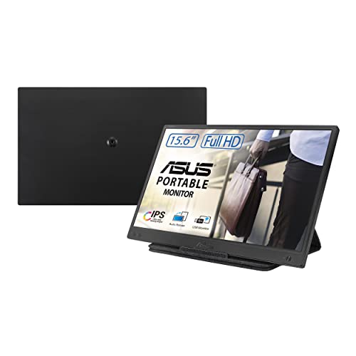 ASUS ZenScreen MB166B - 15,6 Zoll tragbarer USB Monitor - Full HD 1920x1080, USB 3.2, Autorotation, leichtes Design, Smartcase, Stativ Sockel - IPS Panel, 16:9, entspiegelt von ASUS