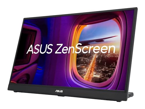 ASUS ZenScreen MB17AHG - 17,3 Zoll tragbarer USB Monitor - Full HD 1920x1080, Typ-C, HDMI, Autorotation, leichtes Design, Kickstand, Stativ Sockel - IPS Panel, 144Hz, FreeSync, 16:9, entspiegelt von ASUS