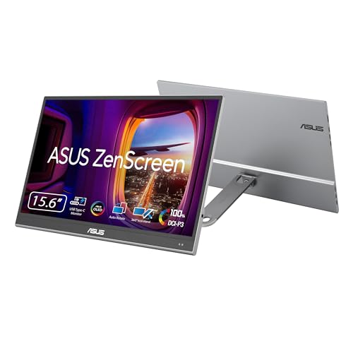 ASUS ZenScreen OLED MQ16AHE - 15,6 Zoll tragbarer USB Monitor - 100% DCI-P3, Full HD 1920x1080, 16:9, 1ms, HDR 10-720g leicht, Typ-C USB, Mini HDMI, Autorotation, 360 Grad Stand, Sockel, glänzend ASUS ZenScreen OLED MQ16AHE - 15,6 Zoll tragbarer USB Monitor - 100% DCI-P3, Full HD 1920x1080, 16:9, 1ms, HDR 10-720g leicht, Typ-C USB, Mini HDMI, Autorotation, 360 Grad Stand, Sockel, glänzend von ASUS