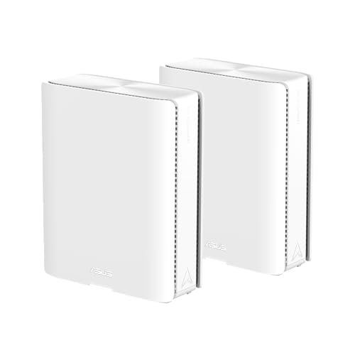 ASUS ZenWiFi BQ16 Pro Quad-Band WiFi 7 Mesh Router (2 Stück), bis zu 3000 Quadratmeter, 2 Ports mit je 10 G, Smart Home Master mit Multi-SSID, VPN und Kindersicherung, Sicherheit ohne von ASUS