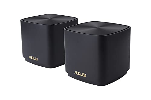 ASUS ZenWiFi XD4 Plus 2er Set AX1800 Whole-Home Mesh WiFi 6 System kombinierbarer Router (bis zu 306m² Abdeckung, AiMesh, AiProtection, Wandbefestigung, App Steuerung) schwarz von ASUS