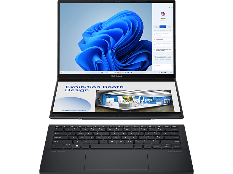 ASUS Zenbook Duo UX8406MA-PZ323W, Convertible, mit 14 Zoll Display Touchscreen, Intel® Core™ Ultra 9 185H Prozessor, 16 GB RAM, 1 TB SSD, AMD Arc® GPU, Inkwell Gray, Windows 11 Home (64 Bit) von ASUS