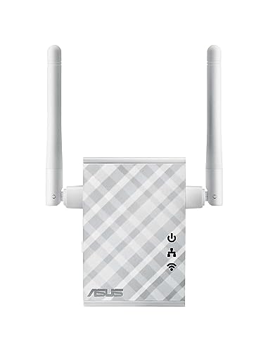 Asus RP-N12 Repeater (Wi-Fi 4 N300, WLAN Reichweitenverlängerung, Power-Schalter, 2 externe Antennen, App Steuerung) von Asus