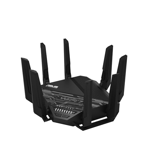 Asus RT-BE96U BE19000 802.11BE WLAN-Router mit DREI-Band-Leistung mit 6-GHz-Unterstützung, 10G-Dual-Port, 320 MHz, lebenslange Internetsicherheit, AiMesh-Unterstützung von ASUS