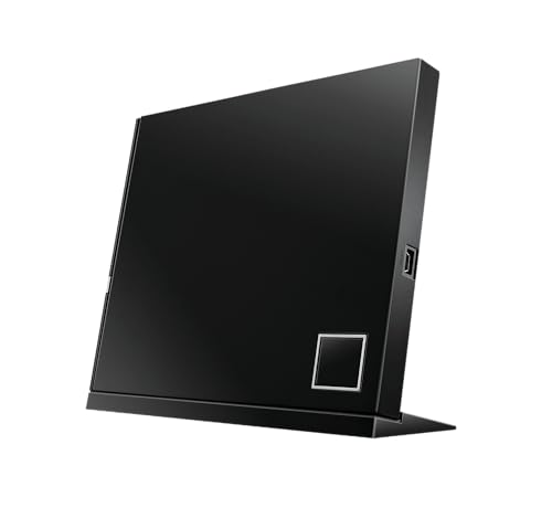 Asus SBC-06D2X-U externes Slim Blu-Ray BDXL Combo (6x BD-R Lesen, 8x DVD±R, 6x DVD±R DL, 5x DVD-RAM, USB 2.0) inkl. Cyberlink Power2Go, Hochglanz Schwarz von ASUS