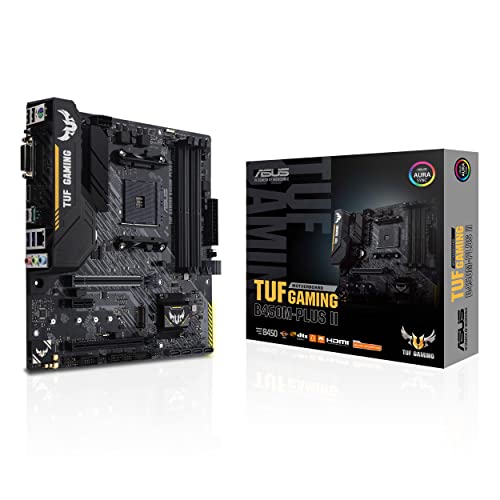 Asus TUF Gaming B450M-Plus II Mainboard Sockel AM4 (mATX, AMD Ryzen, DDR4-Speicher, M.2, USB 3.1 Gen1+ Gen2, Aura Sync, Ai Noise Cancelling Mikrofon) von ASUS