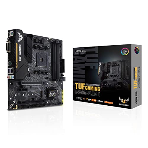 Asus TUF Gaming B450M-Plus II Mainboard Sockel AM4 (mATX, AMD Ryzen, DDR4-Speicher, M.2, USB 3.1 Gen1+ Gen2, Aura Sync, Ai Noise Cancelling Mikrofon) von Asus