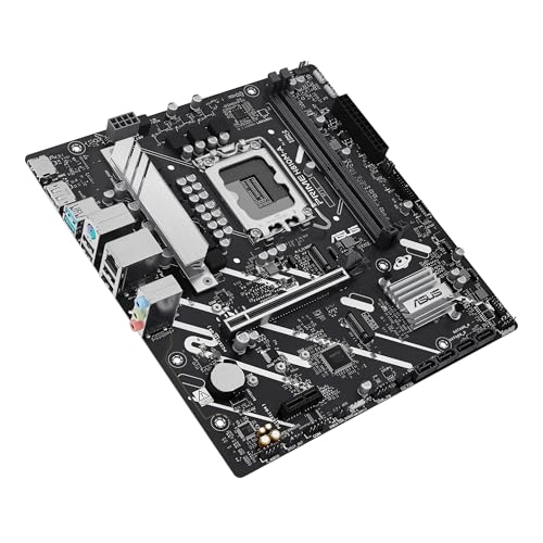 ASUS Prime H810M-A-CSM, Motherboard Intel mATX, 6+1+1 Stromphasen, DDR5-Slot, PCIe 4.0, 2 M.2-Steckplätze, Intel Ethernet 16 GB, DisplayPort, HDMI, USB-A 10 Gbit/s, USB-C 5 Gbit/s, Schwarz von ASUS