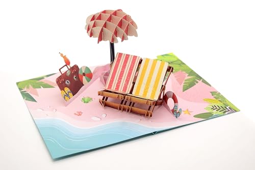 3D-Pop-Up-Karte für alle Anlässe, handgefertigte Karte, Urlaubsgutschein, Geburtstagskarte, Grußkarte, Strand, gute Reise, Urlaub, Ruhestand, Muttertag, Vatertag von ASVP Shop