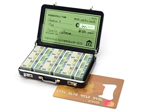 ASVP Shop Geldkoffer zum Geburtstag oder als Verpackung für Gutscheine - Mini Aktenkoffer aus Aluminium mit Schnappverschluss als Hochzeitsgeschenk und Grußkarte (Black) von ASVP Shop