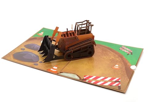 Bagger Baumeister Konstruktion 3D Pop Up Handgemachte Grußkarte für Männer Bauern Vatertag Dankeskarte Glückwunschkarte Geburtstagskarte von ASVP Shop