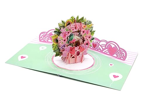 Blumenkranz 3D Pop Up, handgemachte Grußkarte, beste Hochzeit, Verlobung, Party, Geschenk für Ehemann, Ehefrau, Freundin, Mutter, Tochter von ASVP Shop